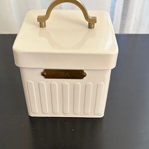 Hearth & Hand Cream Tea Canister with Gold Handle